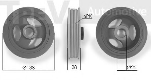 Fulie curea, arbore cotit
